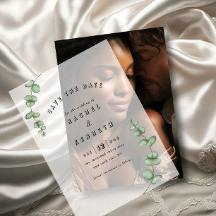 Chic Eucalyptus Greenery Wedding Save the Date Vellum Invitations