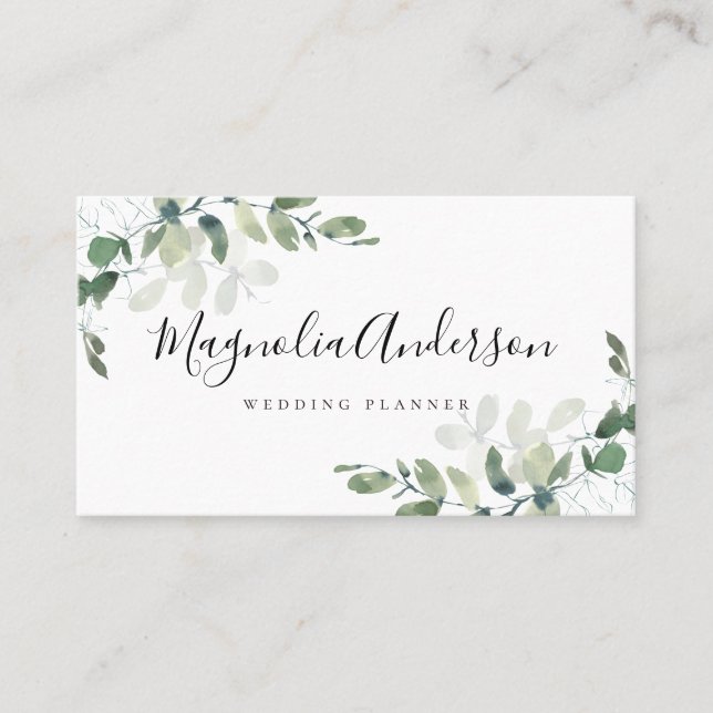 Chic Eucalyptus Leaves Business Card (Front)