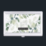 Chic Eucalyptus Monogram Business Card Holder<br><div class="desc">Personalise this watercolor eucalyptus greenery design with your name.</div>