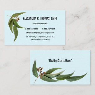 Chic Eucalyptus Psychotherapist Counselor Business Card