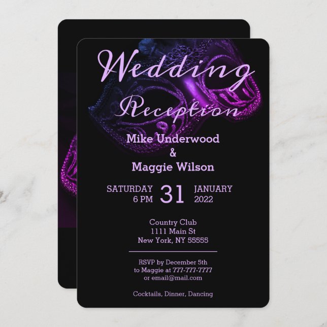 Chic Evening Wedding Party Invitation (Front/Back)