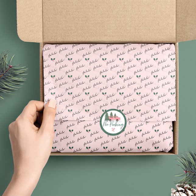 Chic Fa La La Hand Lettering Pink Festive Holly Tissue Paper (Creator Uploaded)