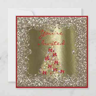 CHIC & FAB CHRISTMAS BLING CRYSTAL Gold Invitation