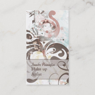 Chic faded swirls make up artist business card