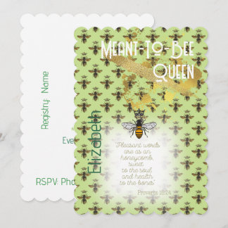 Chic Faith Lime Green Bee Matrix Queen Gold Invitation