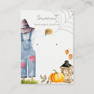 Chic Fall Autumn Pumpkin Scarecrow Earring Display Business Card