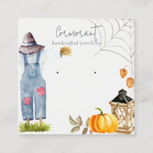 Chic Fall Autumn Pumpkin Scarecrow Earring Display Square Business Card