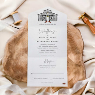 Chic Fall Barn   All in One Wedding Invite