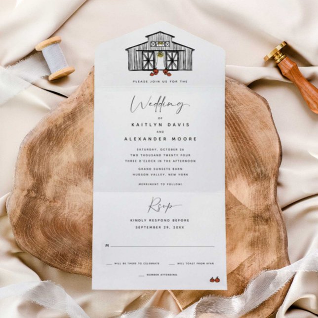 Chic Fall Barn | All in One Wedding Invite (Creator Uploaded)