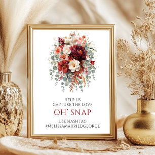Chic Fall Marsala Floral Oh Snap Tabletop Sign