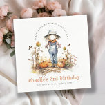 Chic Fall Pumpkin Scarecrow Harvest Kids Birthday Napkin<br><div class="desc">A Cute Fun Fall Pumpkin Scarecrow Harvest Kids Theme Collection.- it's an Elegant Simple fun modern watercolor Illustration of scarecrow standing in pumpkin fields, perfect for your autumn / fall, little ones birthday parties. It’s very easy to customise, with your personal details. If you need any other matching product or...</div>