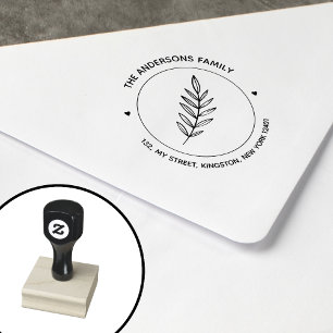 Chic Family Botanical Round Leaf Rubber Stamp
