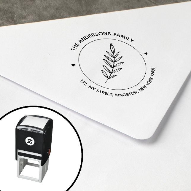 Chic Family Botanical Round Leaf Self-inking Stamp (Creator Uploaded)