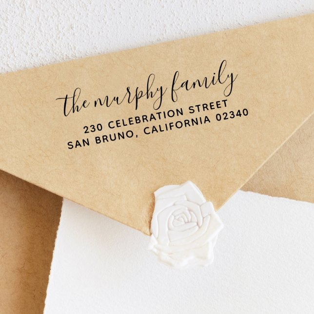 Chic Family Name & Simple Return Address Rubber Stamp (Rubber Stamp Mock-up)