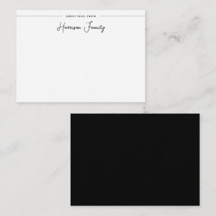 Chic Family Name Simple Script Calligraphy Black Card
