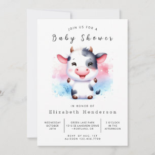 Chic Farm Calf Cow Baby Shower Invitation