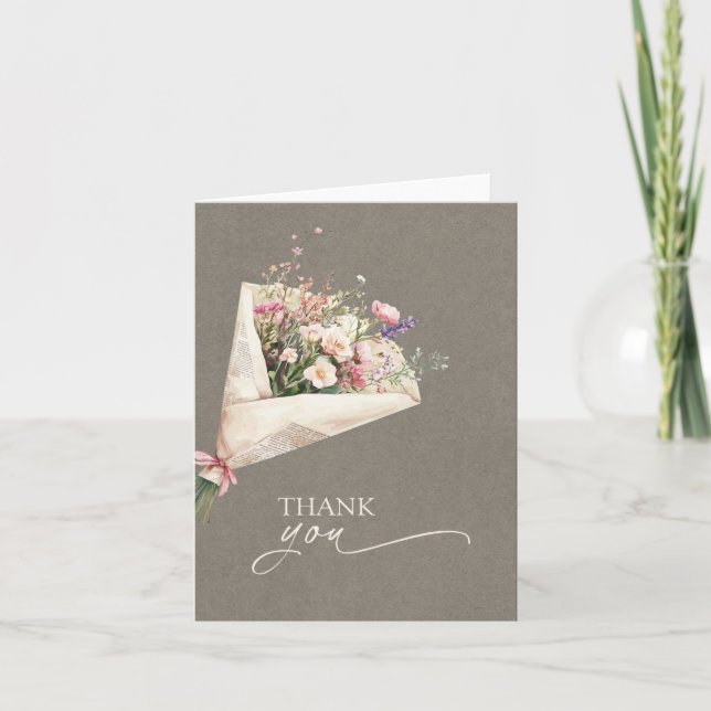 Chic Farmers Market Bridal Shower Thank You Card (Front)