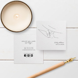Chic Fashion Blogger, Stylish Fashion Model Square Business Card