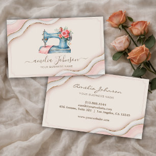 Chic Fashion & Floral Sewing Machine Soft Pink     Business Card