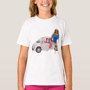 Chic Fashion Girl with Pink Vintage Car - Trendy G T-Shirt