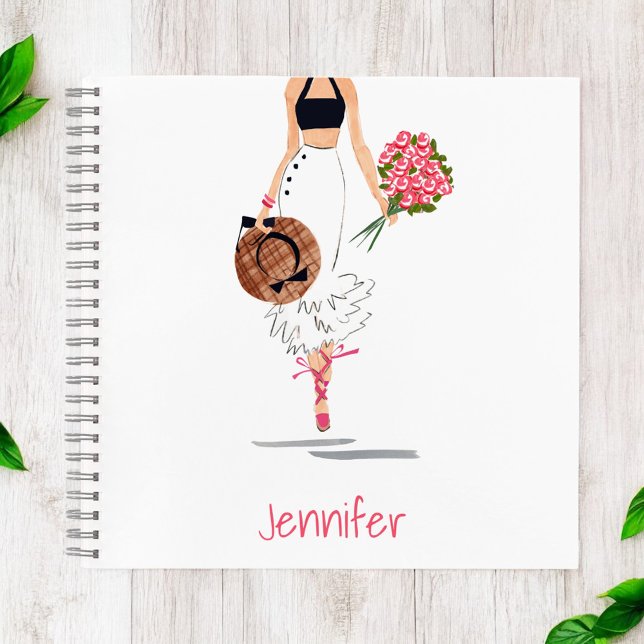 Chic Fashion Stylish Skirt Flowers Sketch Custom Notebook (Creator Uploaded)