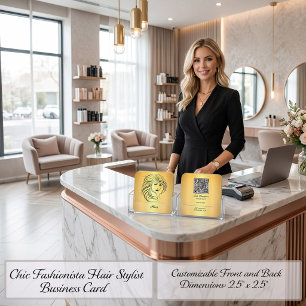Chic Fashionista Portrait Hair Stylist Square Business Card