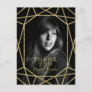 Chic Faux Foil Gold Graduation Thank You Photo Postcard