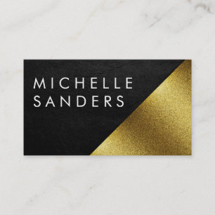Chic Faux Gold and Leather Geometric Colour Block Business Card