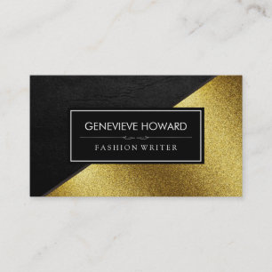 Chic Faux Gold and Leather Geometric Colour Block Business Card