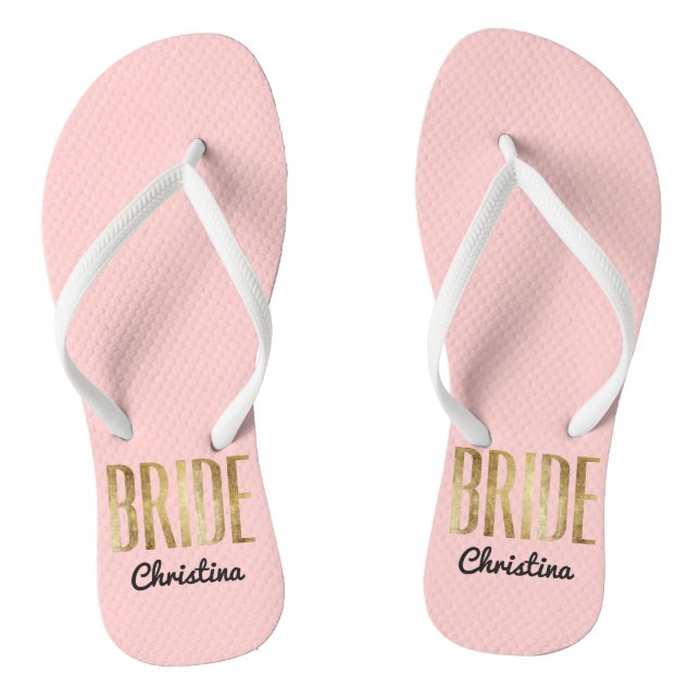 Chic Faux Gold Bride Wedding Bachelorette Jandals (Footbed)