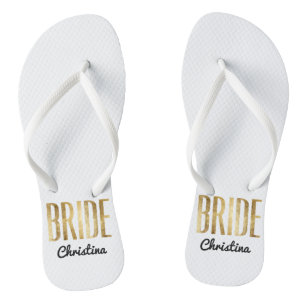 Chic Faux Gold Bride Wedding Bachelorette Jandals
