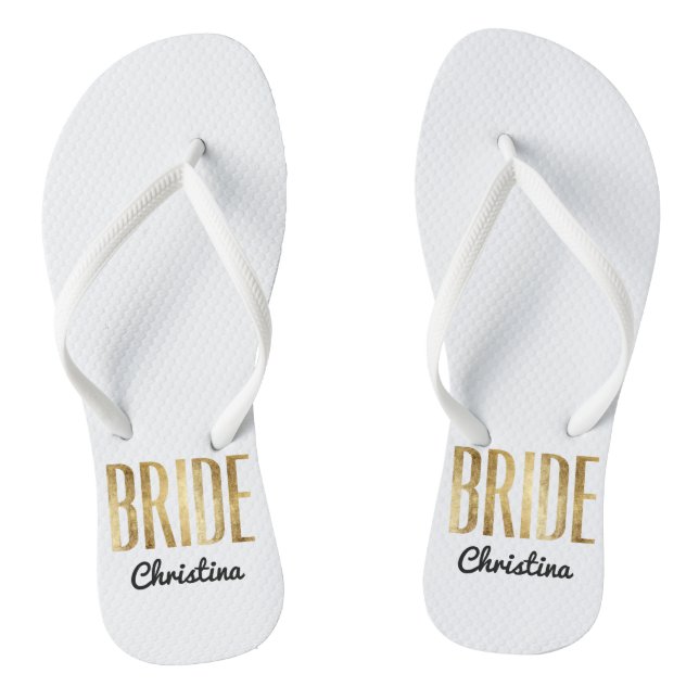 Chic Faux Gold Bride Wedding Bachelorette Jandals (Footbed)