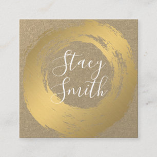 Chic Faux Gold Brushed Glamour Square Business Card