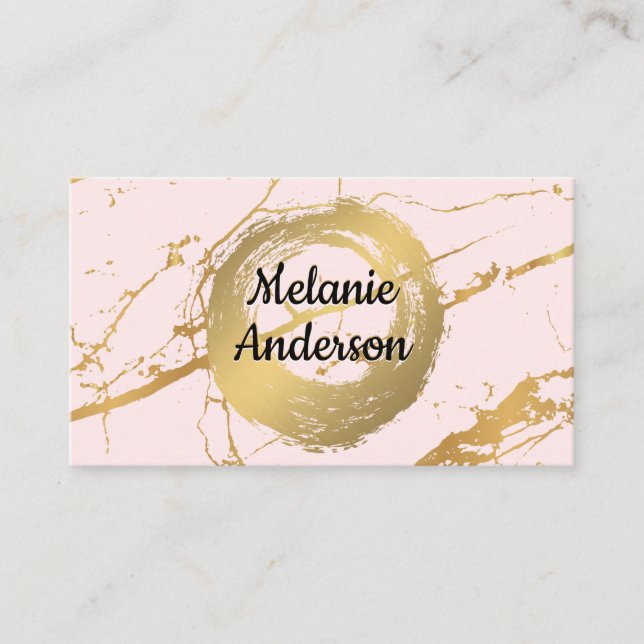 Chic Faux Gold Brushed | Gold Marble Business Card (Front)