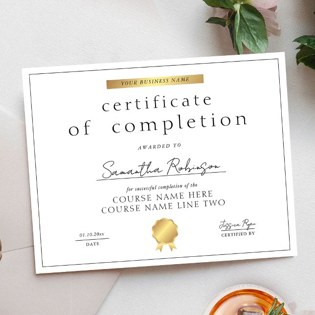Chic Faux Gold Completion Certificate Course Award (Creator Uploaded)