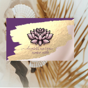 Chic Faux Gold Foil Brush Stroke,Lotus Business Card