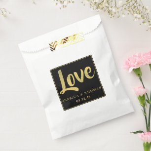 Chic Faux Gold Foil Custom Wedding Love Template Favour Bags