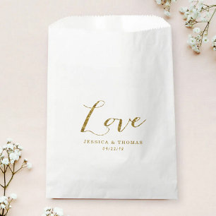 Chic Faux Gold Foil Custom Wedding Love Template Favour Bags
