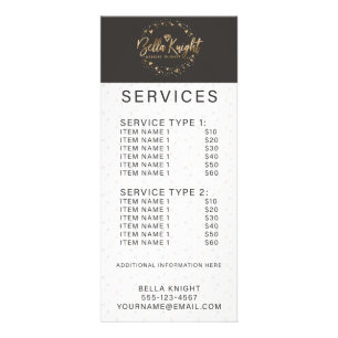 Chic Faux Gold Foil Diamond Gem Company Price List Rack Card