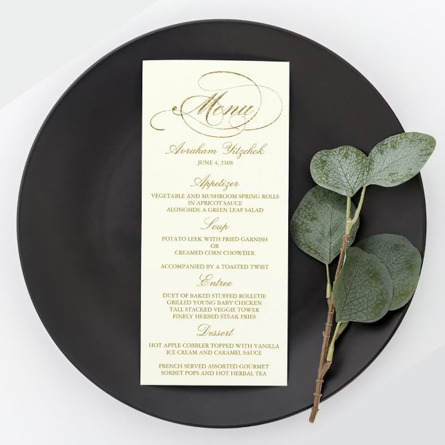Chic Faux Gold Foil Party Menu Template - Ivory (Creator Uploaded)