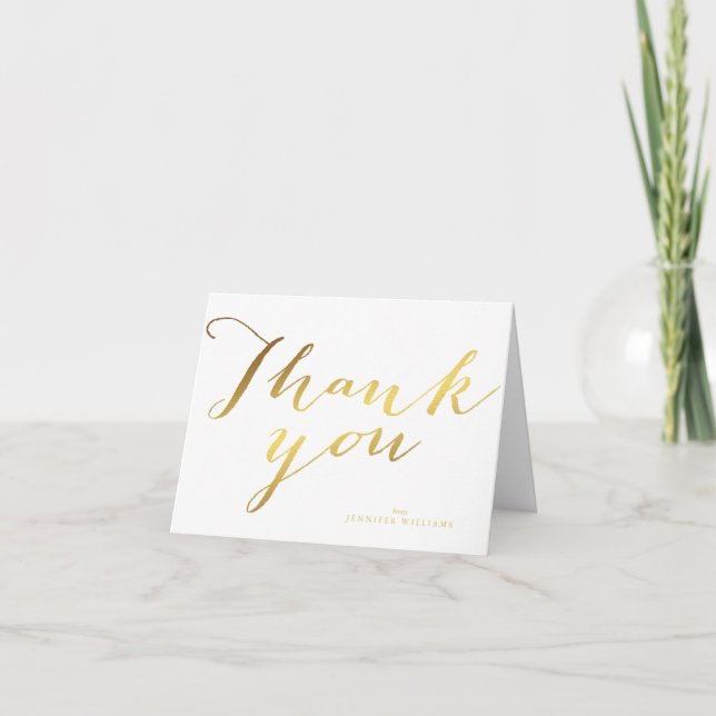 Chic Faux Gold Foil Thank You Notes (Front)