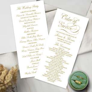 Chic Faux Gold Foil Wedding Program Template Rack Card
