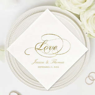Chic Faux Gold Foil Wedding Reception Template Napkin
