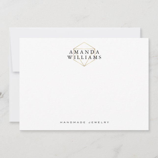 Chic Faux Gold Gemstone Jewellery Flat Note Card (Front)