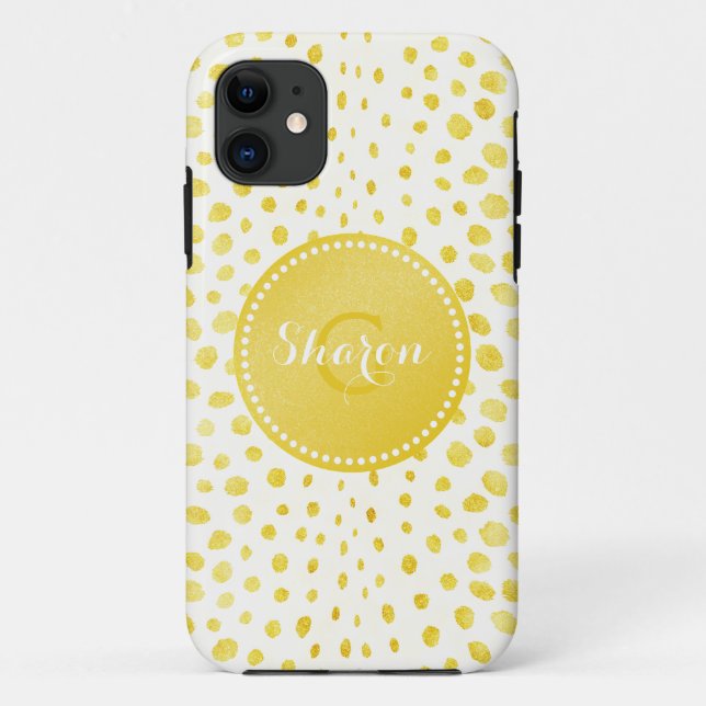 Chic faux gold glitter cheetah print monogram Case-Mate iPhone case (Back)