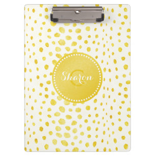 Chic faux gold glitter cheetah print monogram clipboard