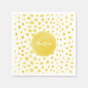 Chic faux gold glitter cheetah print monogram napkin