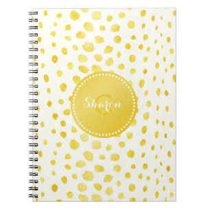 Chic faux gold glitter cheetah print monogram spiral notebook