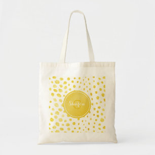 Chic faux gold glitter cheetah print monogram tote bag