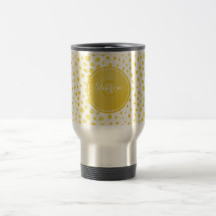 Chic faux gold glitter cheetah print monogram travel mug